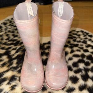 Girls Pink Marble Rain Boots sz 11